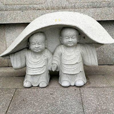 大理石，砂石石雕園林寺廟小沙彌擺件