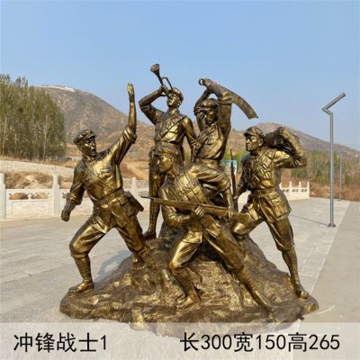 銅雕沖鋒戰士人物景觀(guān)擺件