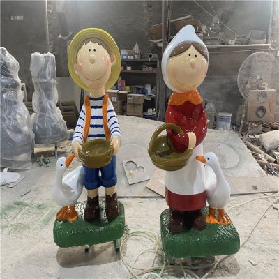 玻璃鋼卡通公仔，一年一女卡通人物