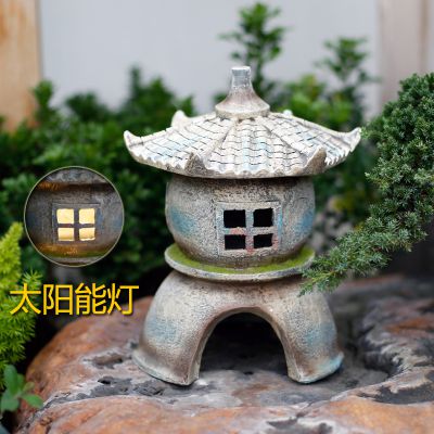 中式庭院石燈陽(yáng)臺石雕燈新中式露天草坪水景圓形燈小品