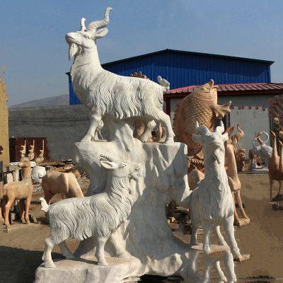 戶(hù)外園林大型仿真動(dòng)物玻璃鋼三羊開(kāi)泰雕塑