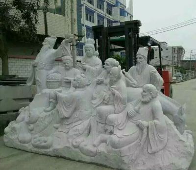 漢白玉石雕戶(hù)外景區創(chuàng  )意八仙雕塑