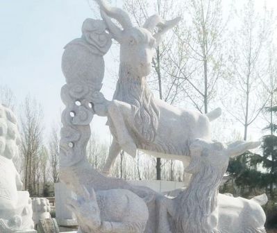 戶(hù)外園林大理石石雕好運三陽(yáng)開(kāi)泰雕塑