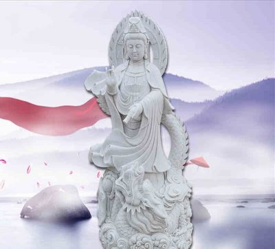 景區漢白玉石雕大型觀(guān)音菩薩雕塑