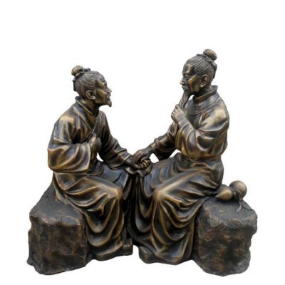 中醫文化玻璃鋼仿銅戶(hù)外街道把脈的人物景觀(guān)擺件