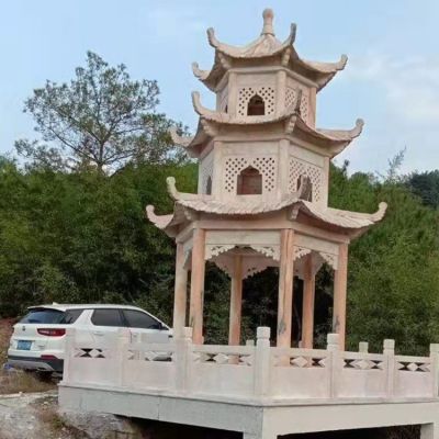 戶(hù)外公園乘涼多層六角涼亭雕塑