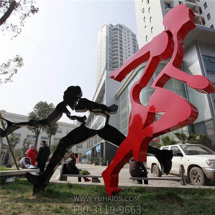 校園體育場(chǎng)所不銹鋼抽象運動(dòng)人物景觀(guān)雕塑