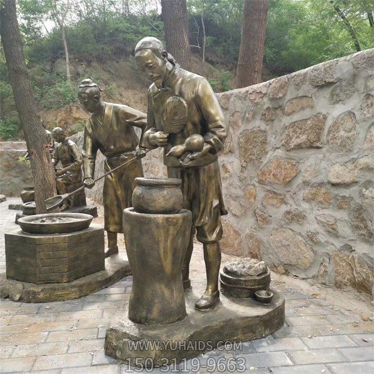 制藥人物場(chǎng)景雕塑，古代煉藥制藥情景雕塑