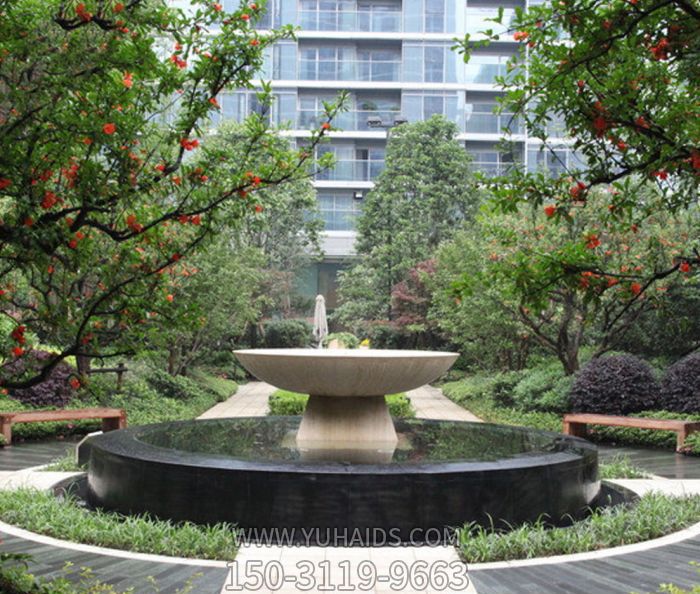 小區花園景觀(guān)歐式噴泉石雕雕塑