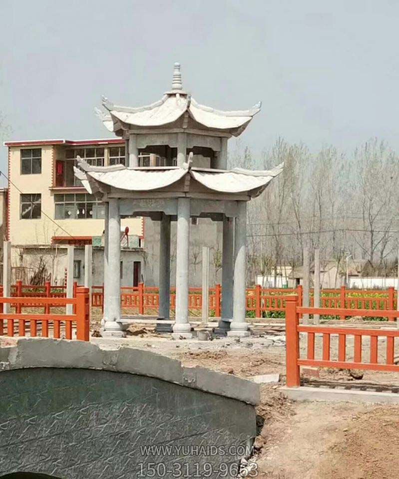 鄉村建設戶(hù)外擺放雙層大理石涼亭雕塑