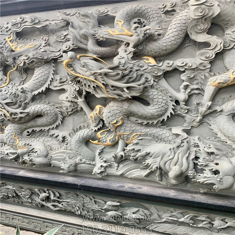 壁畫(huà)浮雕青石五龍壁石雕龍園林景觀(guān)雕塑