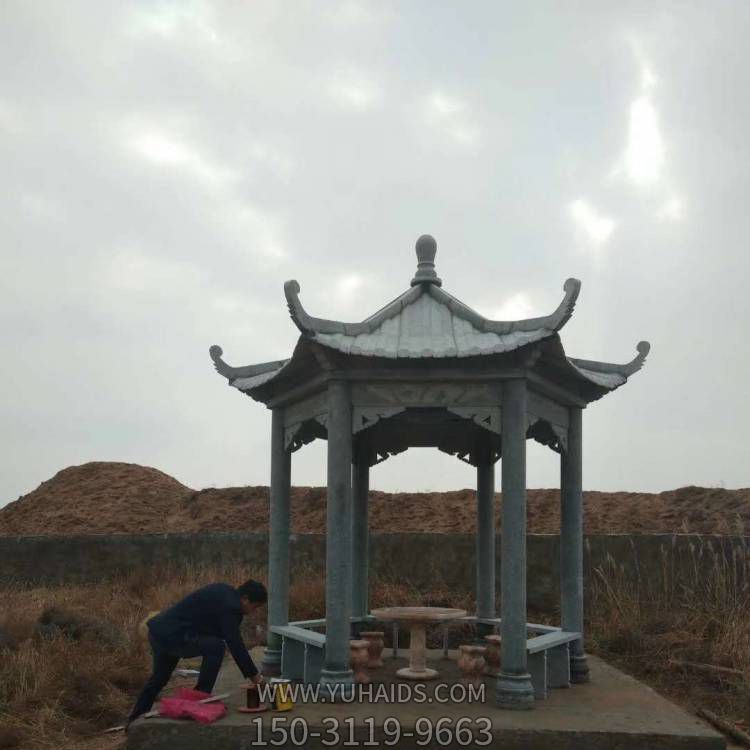 石雕公園戶(hù)外大型中式六角涼亭雕塑