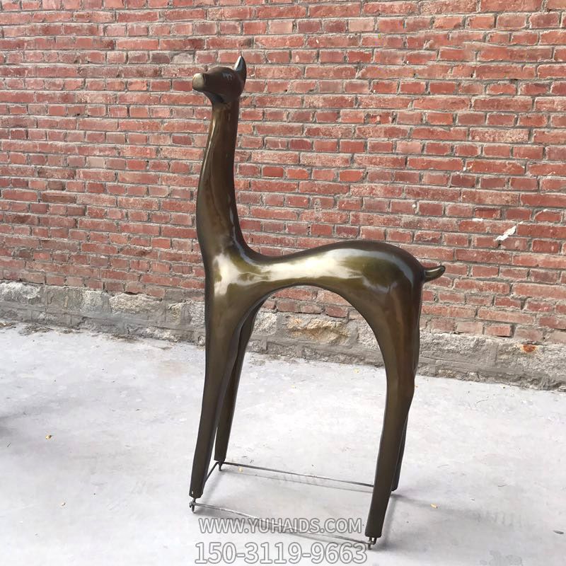 戶(hù)外抽象不銹鋼仿銅鹿雕塑