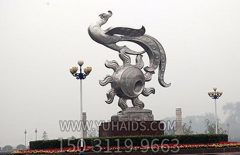 公園不銹鋼創(chuàng )意廣場(chǎng)鳳凰雕塑
