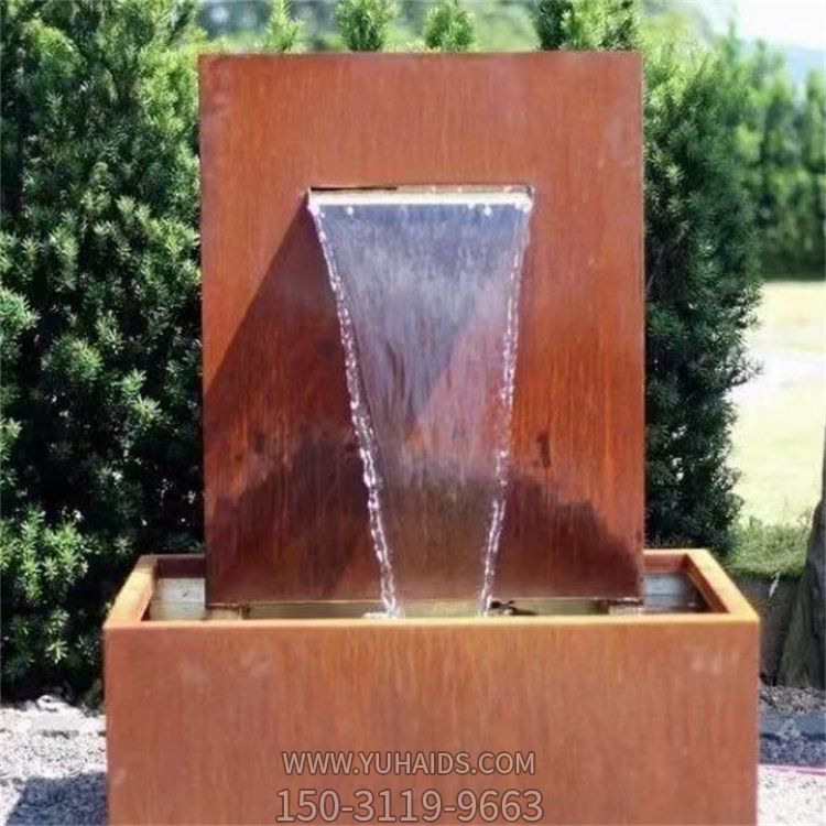 耐候鋼創(chuàng  )意流水噴泉景點(diǎn)園林擺件雕塑