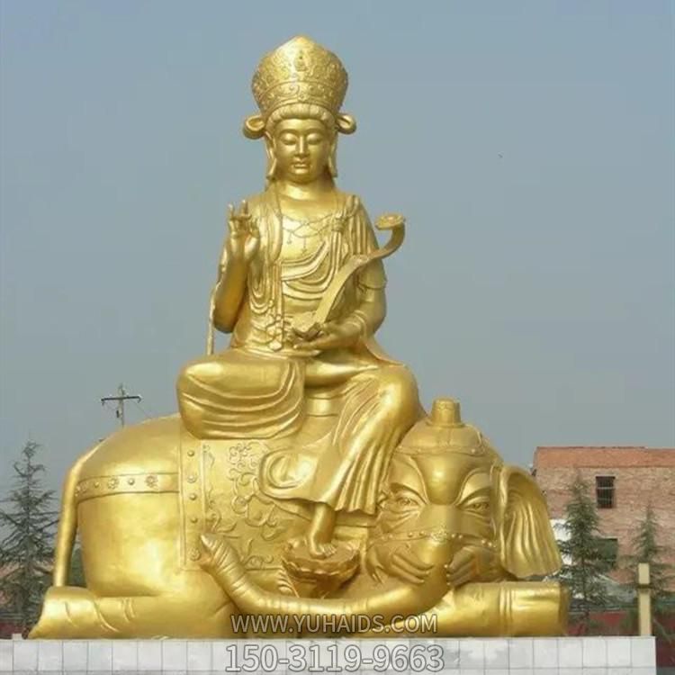 景區景點(diǎn)大型玻璃鋼噴金烤漆文姝普賢雕塑