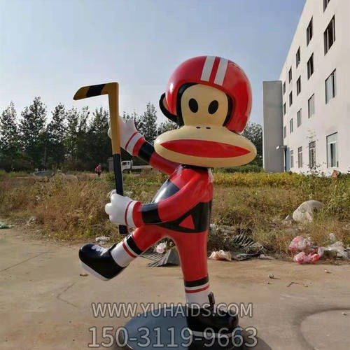 戶(hù)外公園玻璃鋼卡通打高爾夫的動(dòng)物雕塑