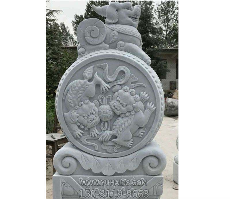 園林景觀(guān)擺放大理石抱鼓石雕塑