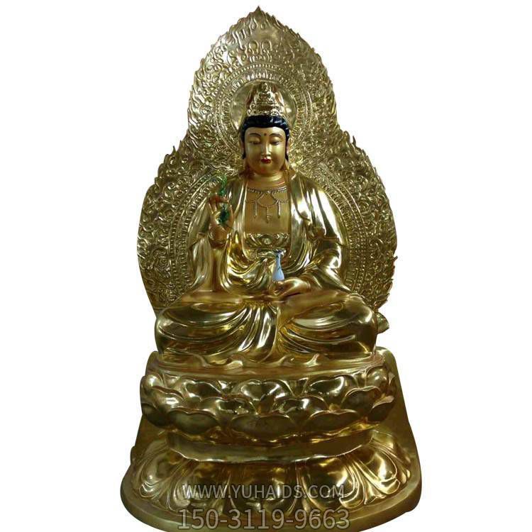 寺廟室內擺放樹(shù)脂玻璃鋼觀(guān)音佛像神像雕塑