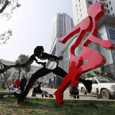 校園體育場(chǎng)所不銹鋼抽象運動(dòng)人物景觀(guān)
