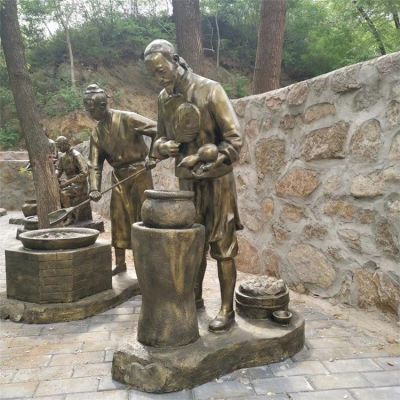 制藥人物場(chǎng)景雕塑，古代煉藥制藥情景雕塑