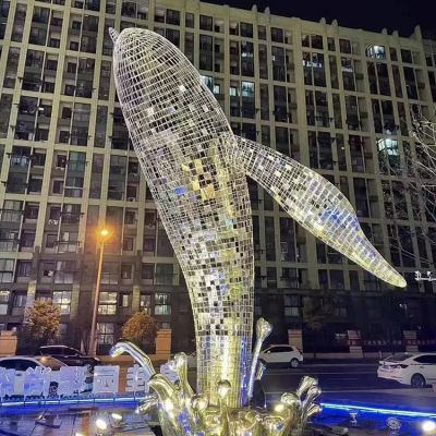 不銹鋼鯨魚(yú)，大型鐵藝鏤空網(wǎng)格鯨魚(yú)水景裝飾景觀(guān)