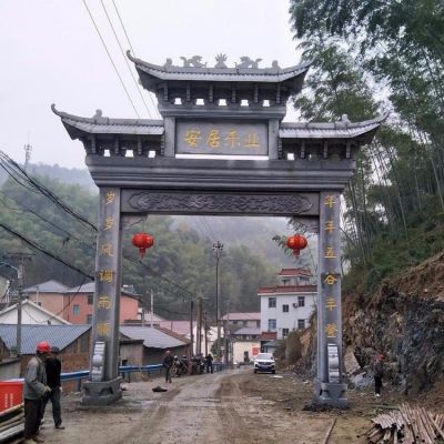青石做舊雕刻農村簡(jiǎn)約單門(mén)牌坊