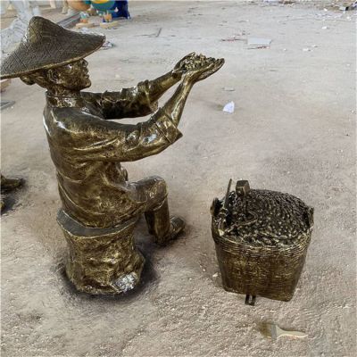 戶(hù)外園林賣(mài)花生的人物景觀(guān)情景小品