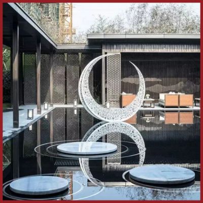 不銹鋼鏡面創(chuàng  )意景觀(guān)不銹鋼噴泉水景圓環(huán)雕塑