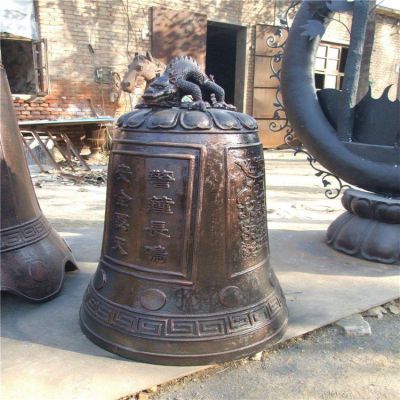 鑄銅鐘，寺廟可敲擊銅質(zhì)吊鐘
