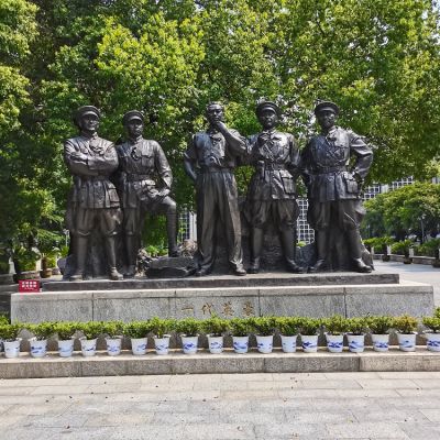一代英豪，中國近代革命人物，周恩來(lái)、賀龍、葉挺、劉伯承、朱德偉人銅雕群