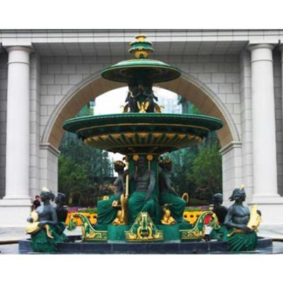 戶(hù)外別墅門(mén)口大型石雕彩繪噴泉