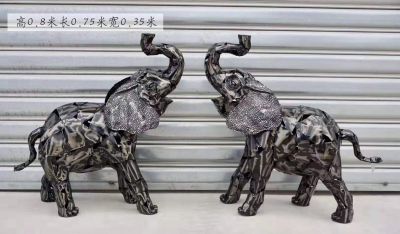 公園不銹鋼創(chuàng  )意一對大象雕塑