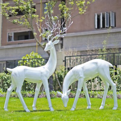 玻璃鋼鹿雕塑 室外白鹿仿銅梅花鹿動(dòng)物 抽象園林景觀(guān)裝飾擺件