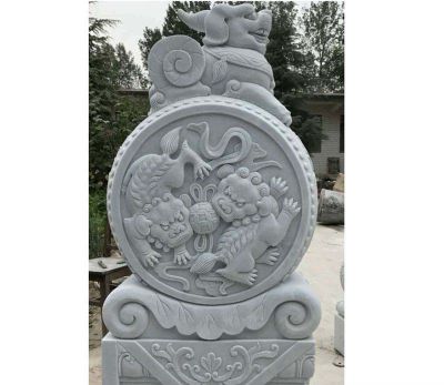 園林景觀(guān)擺放大理石抱鼓石雕塑