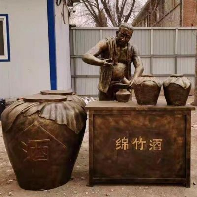 仿銅人物景觀(guān)小品玻璃鋼模型民俗農耕人物雕塑