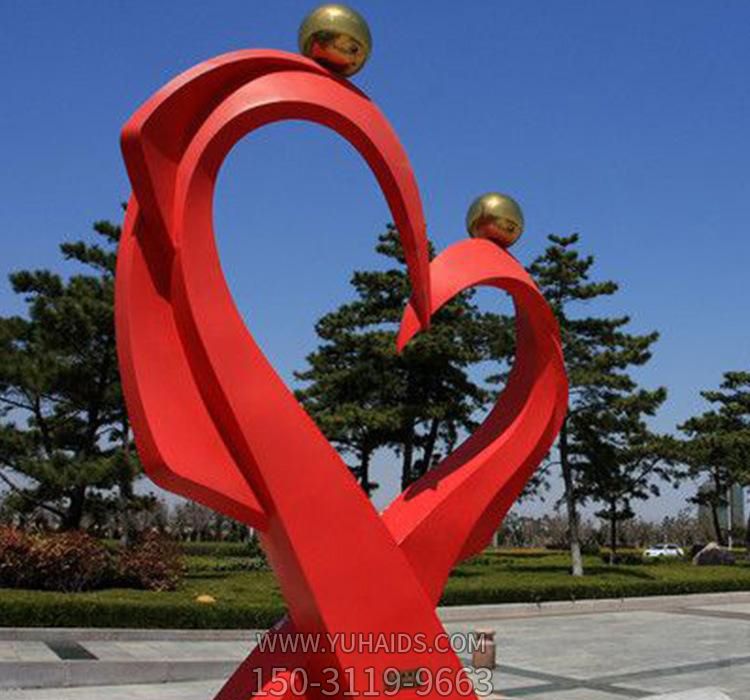廣場(chǎng)創(chuàng )意不銹鋼抽象交叉愛(ài)心雕塑