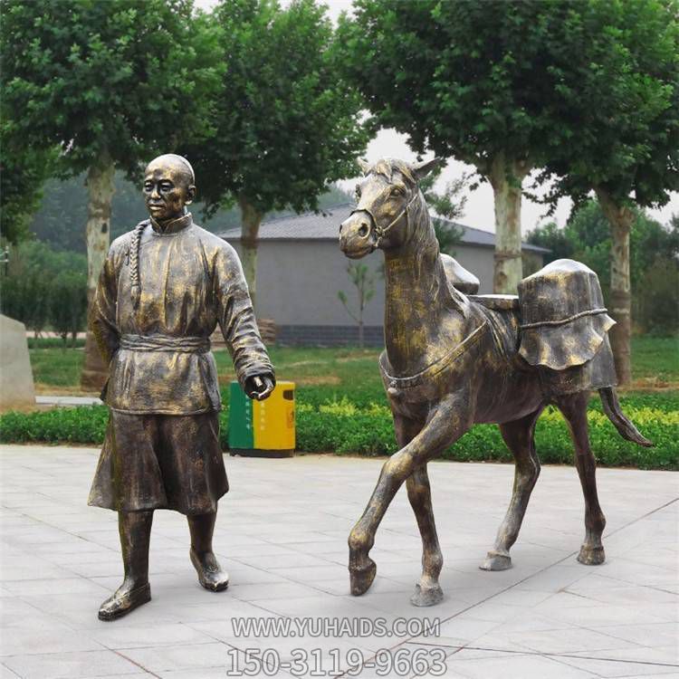 文化廣場(chǎng)景觀(guān)玻璃鋼仿銅人物雕塑小品