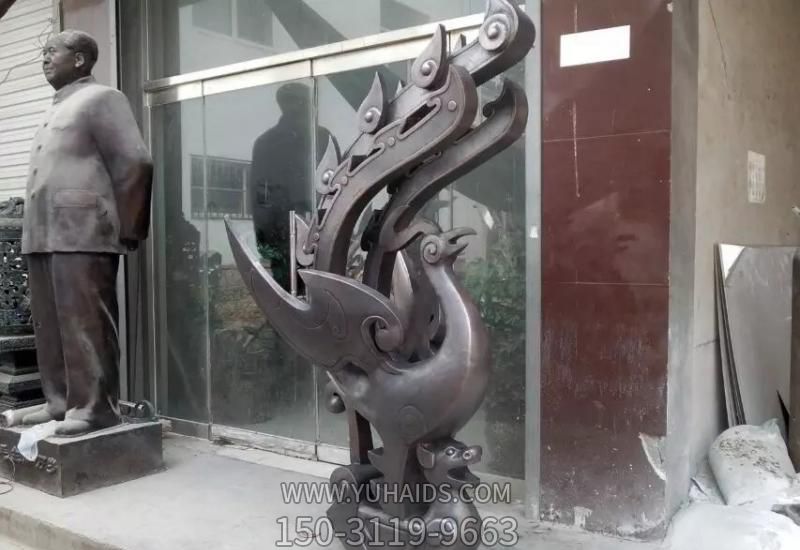 酒店創(chuàng  )意不銹鋼仿銅鳳凰雕塑