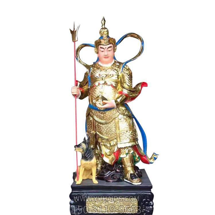 景區寺廟佛像玻璃鋼噴金烤漆二郎神楊戩雕塑