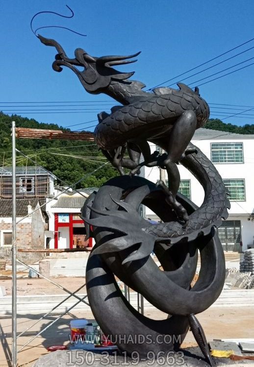 園林戶(hù)外玻璃鋼仿銅創(chuàng  )意龍雕塑