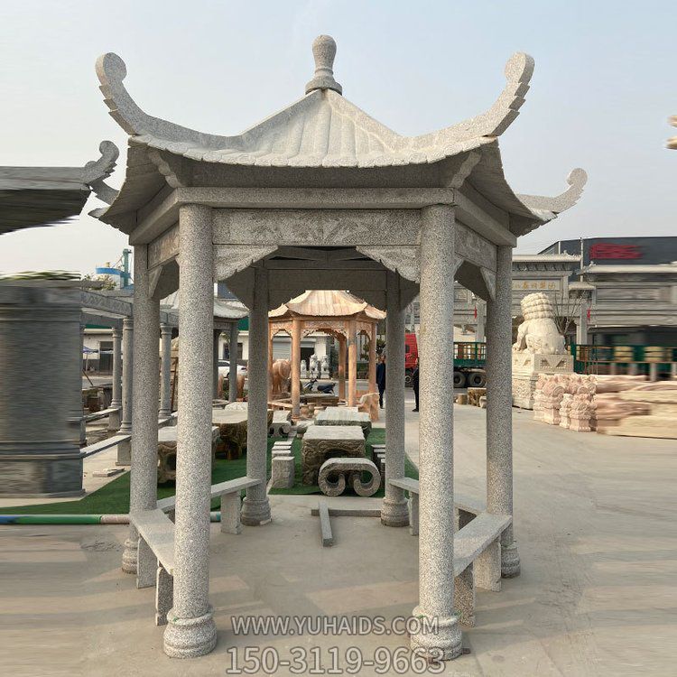 園林廣場(chǎng)石雕中式休閑景觀(guān)涼亭雕塑