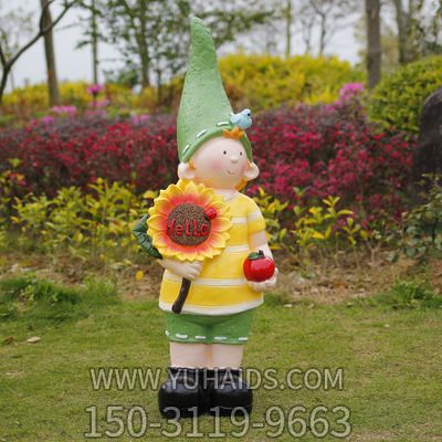 戶(hù)外草坪創(chuàng )意玻璃鋼田園園林景觀(guān)裝飾品擺件花園娃娃雕塑