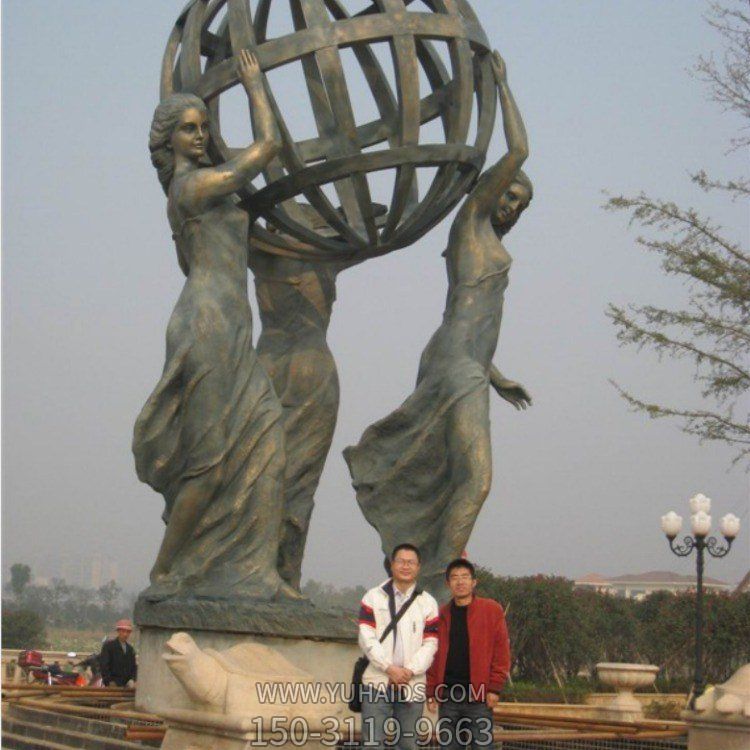戶(hù)外園林景觀(guān)銅雕創(chuàng  )意地球儀雕塑