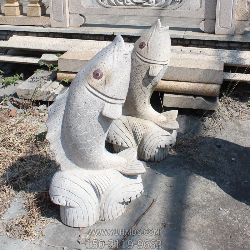 公園廣場(chǎng)鯉魚(yú)吐水景觀(guān)石雕噴泉雕塑