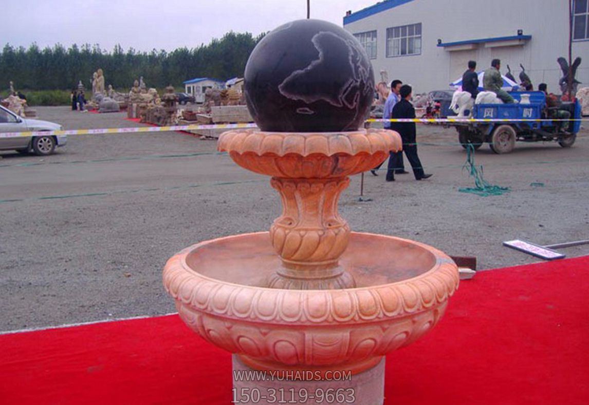 庭院小型晚霞紅風(fēng)水球盆景觀(guān)石雕雕塑