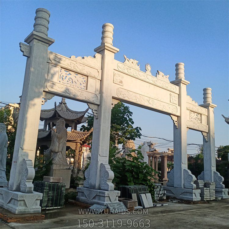 園林大型大理石石雕戶(hù)外園林景觀(guān)擺件牌坊雕塑