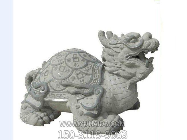 公園里擺放的帶銅錢(qián)的石雕石雕創(chuàng )意龍龜雕塑