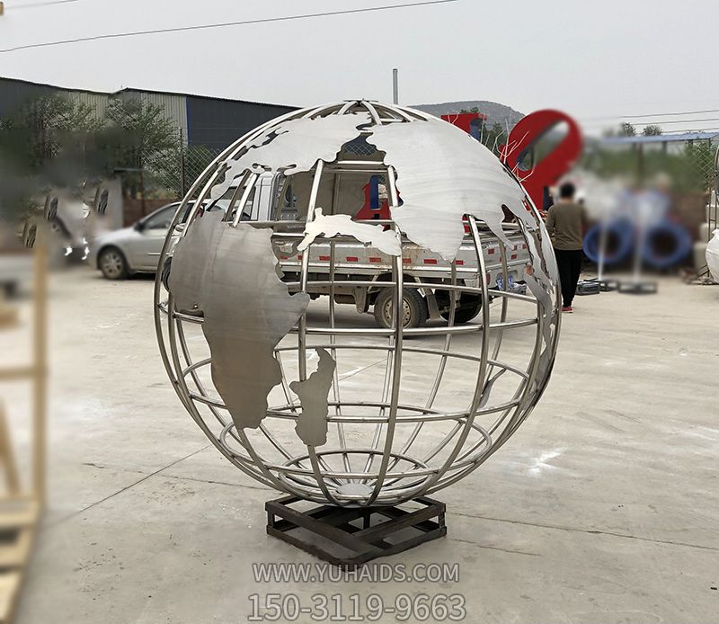 室內創(chuàng  )意不銹鋼鏤空抽象地球儀雕塑