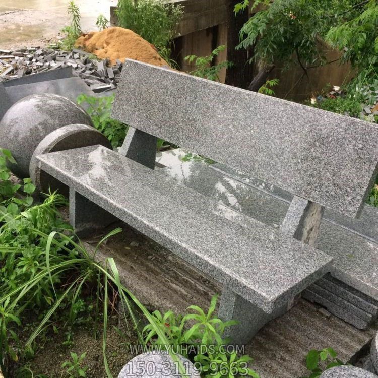 花崗巖石椅子，公園園林露天椅子雕塑